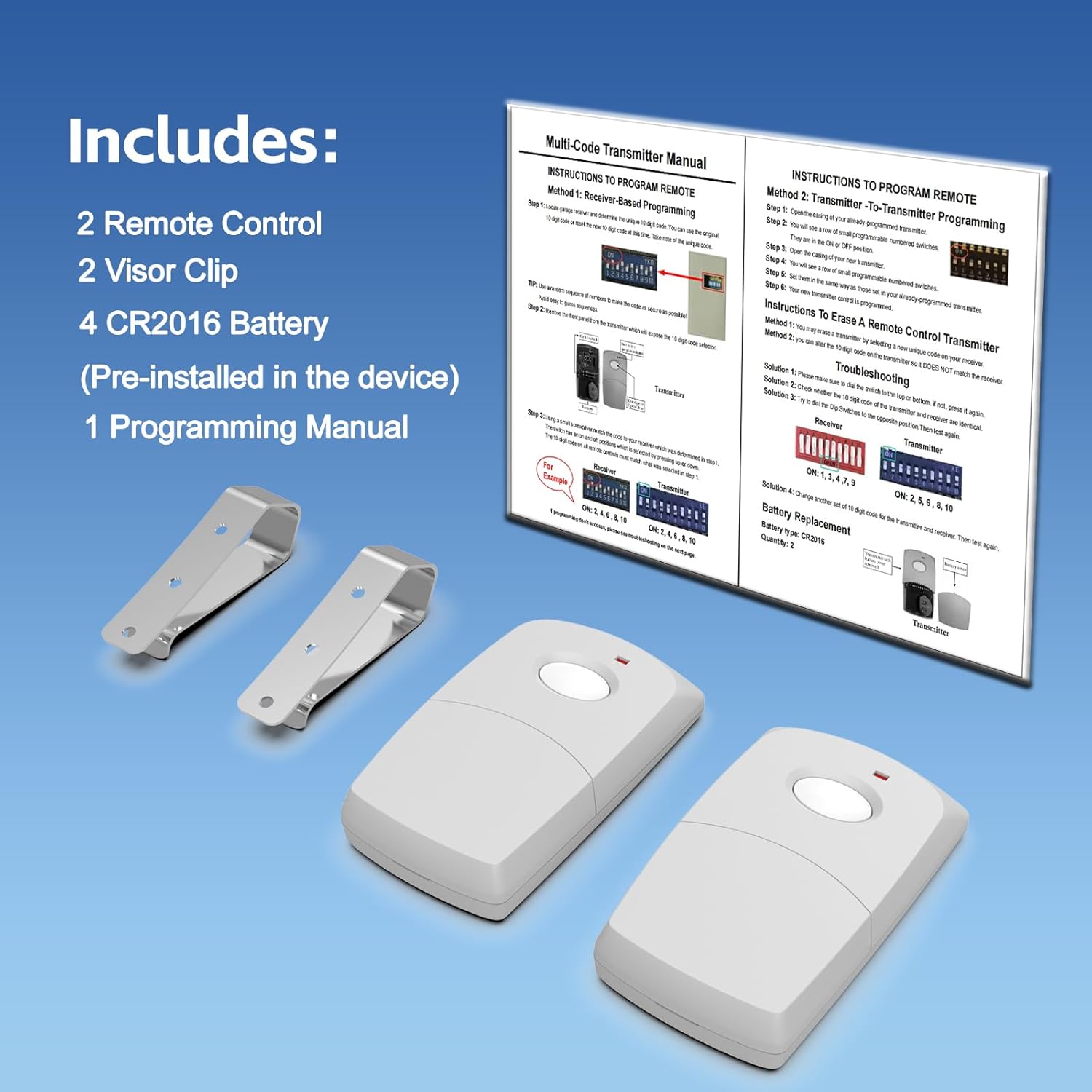 Linear Multi-Code Garage Door Opener Remote Transmitter 3089 308911 MCS308911 - 10 Dip Switch 300MHz Gate Opener Remote - Garage Clicker Replacement