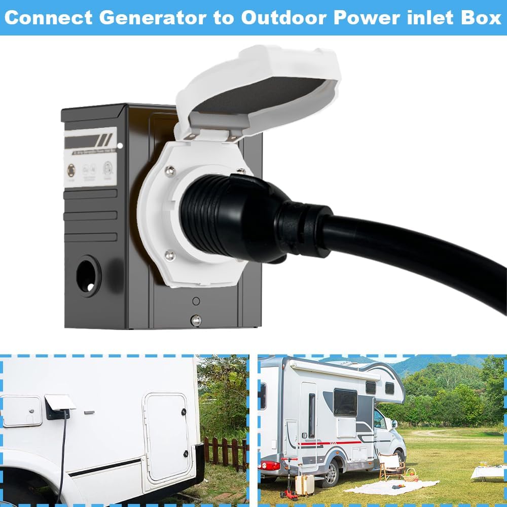 Locking L14-30 Female Receptacle Adapter Cord - 5-15 Male Plug to 30Amp, 15Amp to Generator Adapter Cord, STW 10AWG 1ft
