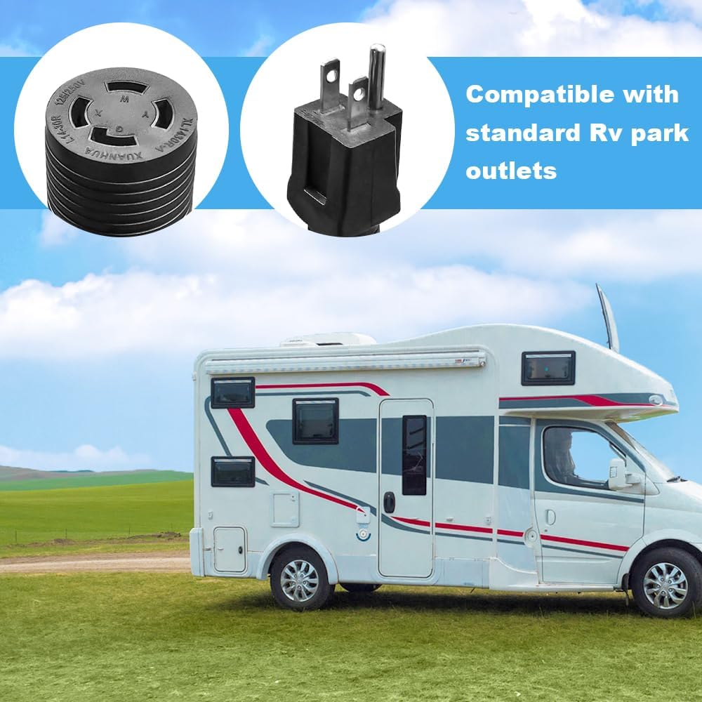 Locking L14-30 Female Receptacle Adapter Cord - 5-15 Male Plug to 30Amp, 15Amp to Generator Adapter Cord, STW 10AWG 1ft