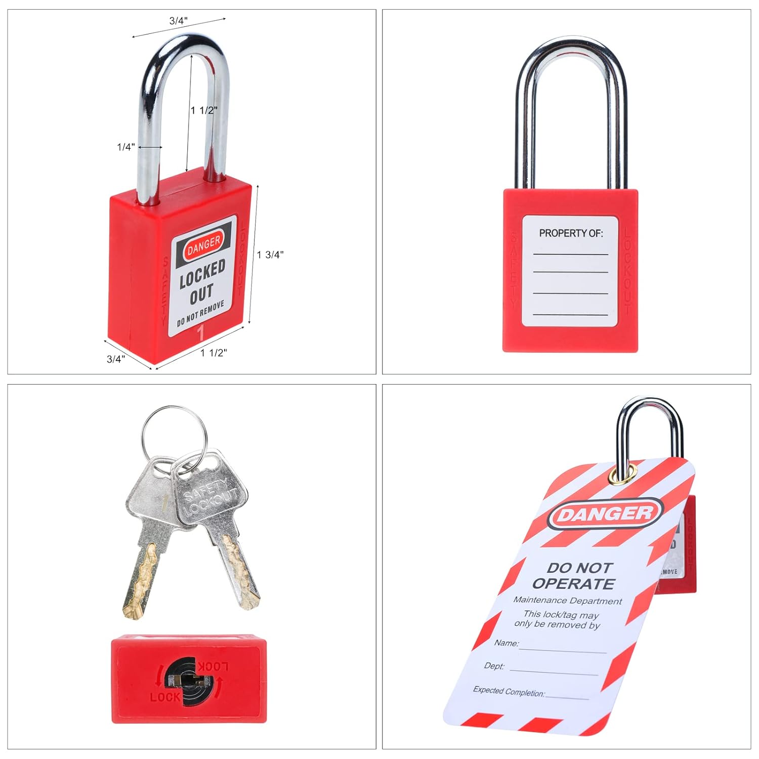 Lockout Tagout Kit with Group Lockout Hasps, Clamp-On Circuit Breaker Lockouts, Loto Tags, Universal Multi-Pole Breaker, Safety Padlocks - 2 Kits with Bag