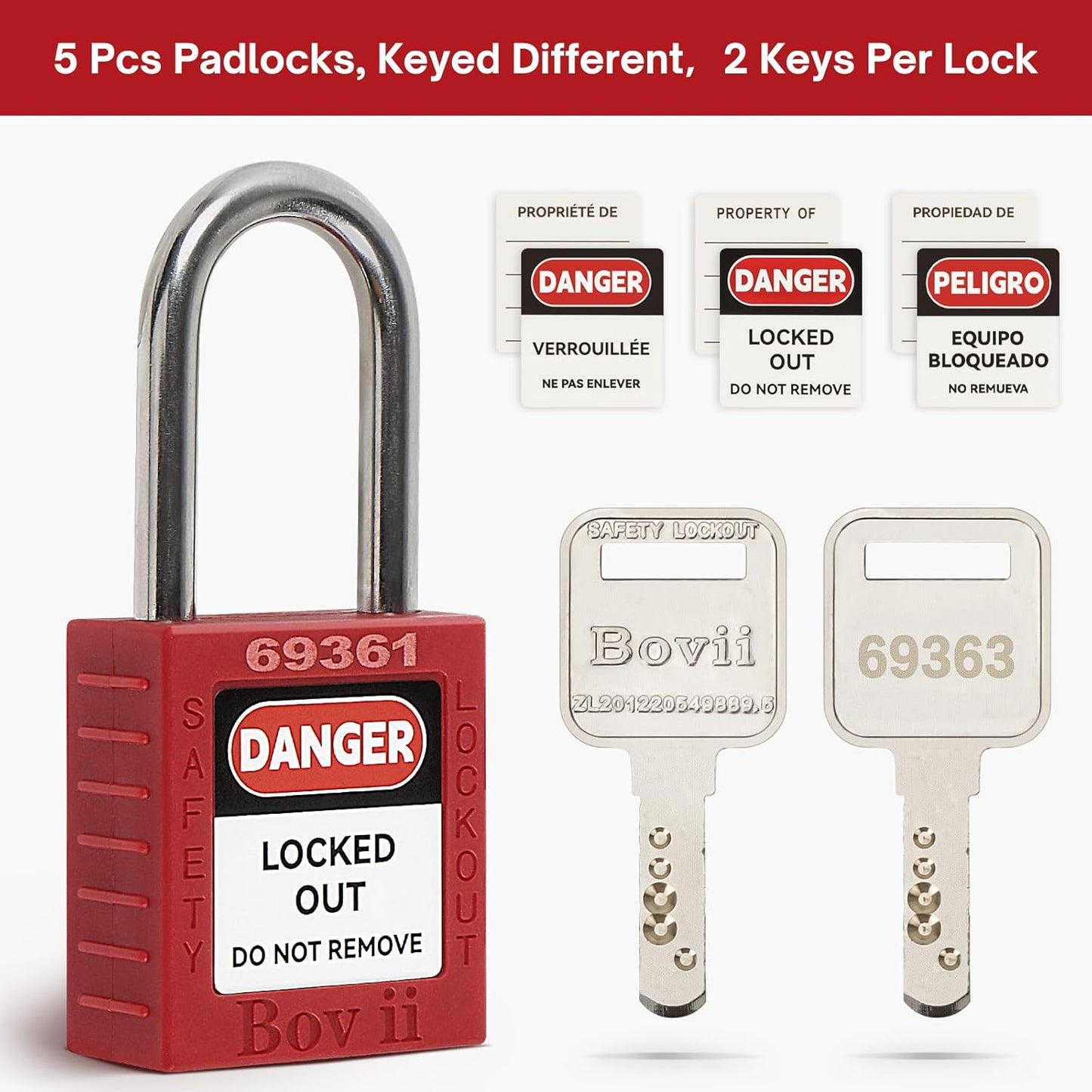 Lockout Tagout Station with 5 Padlocks, 2 Hasps, 25 Tags, 25 Ties - OSHA Compliant Lockout Safety Supply - WildKart