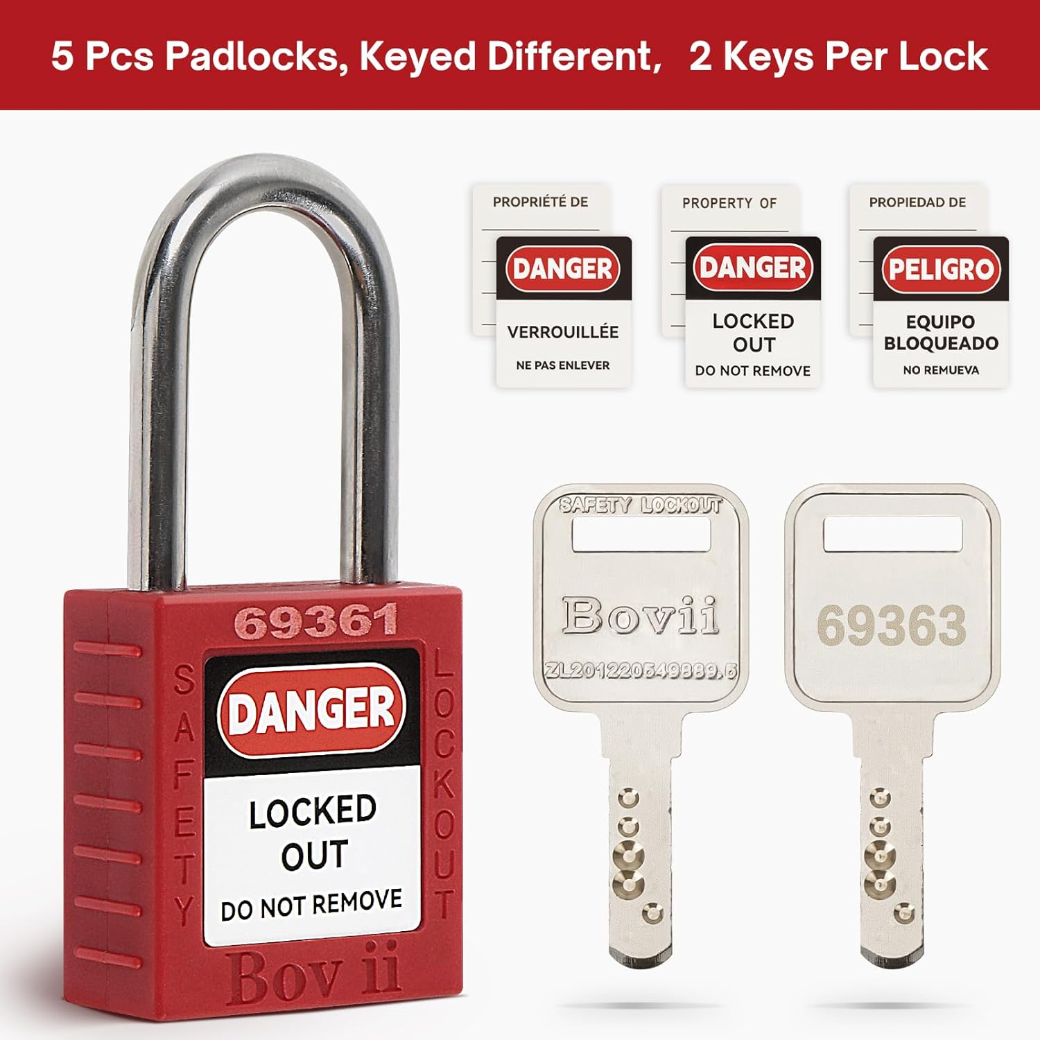 Lockout Tagout Station with 5 Padlocks, 2 Hasps, 25 Tags, 25 Ties - OSHA Compliant Lockout Safety Supply - WildKart