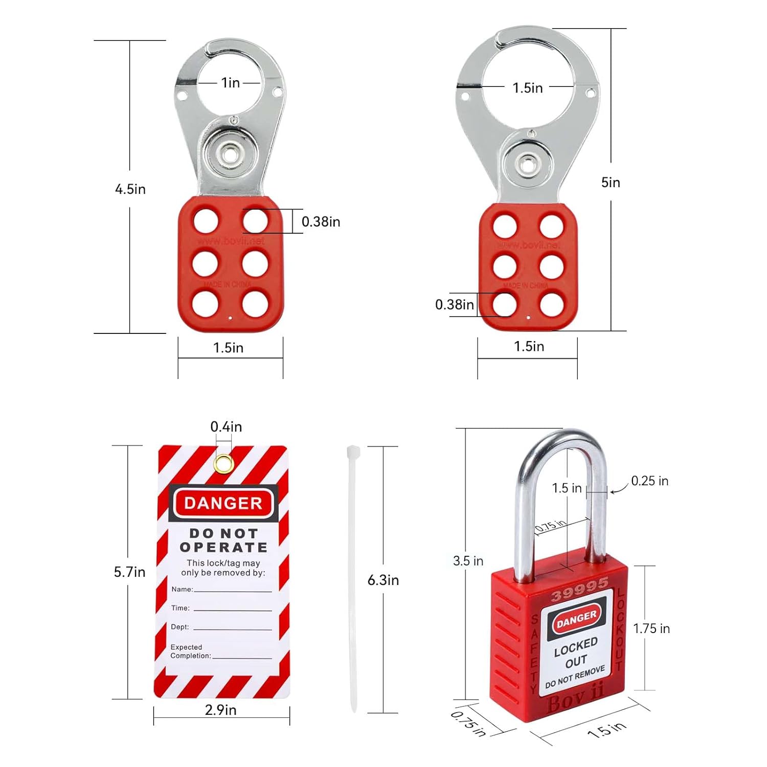 Lockout Tagout Station with 5 Padlocks, 2 Hasps, 25 Tags, 25 Ties - OSHA Compliant Lockout Safety Supply - WildKart