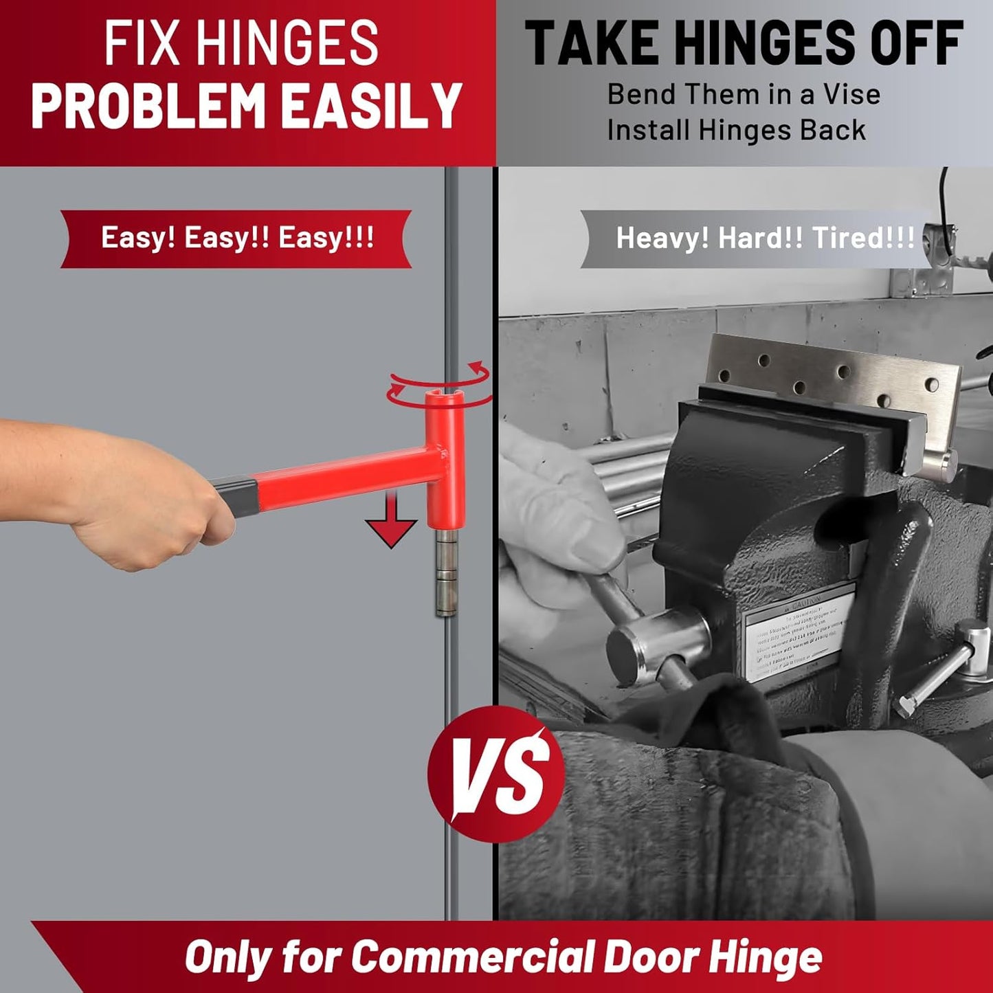 Long Handle Hinge Bender Wrench for .134 Gauge Commercial Doors - Heavy Duty Painted Steel with Rubber Grip - FLY TERNS Hinge Adjustment Tool