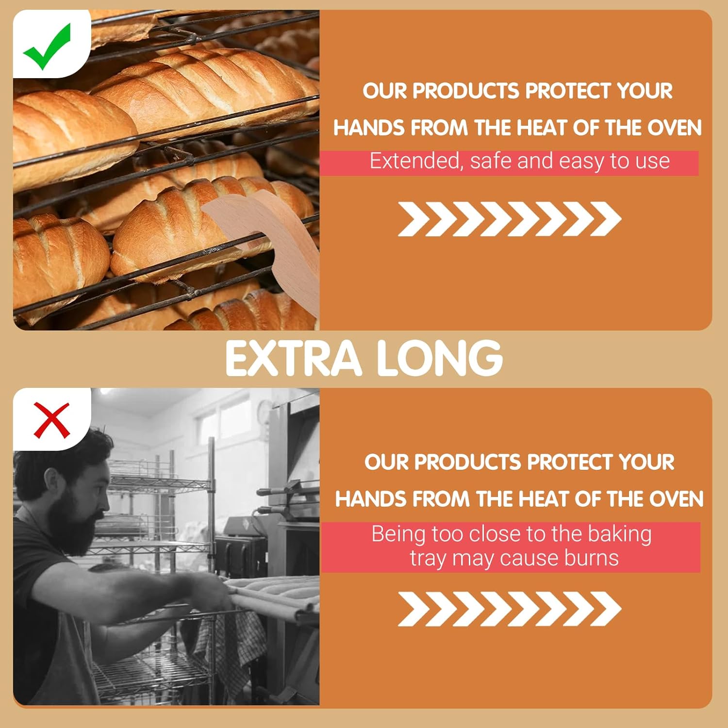 Long Handle Wooden Oven Rack Puller Tool for Baking Kitchen Air Fryer Gadgets - 11 inches