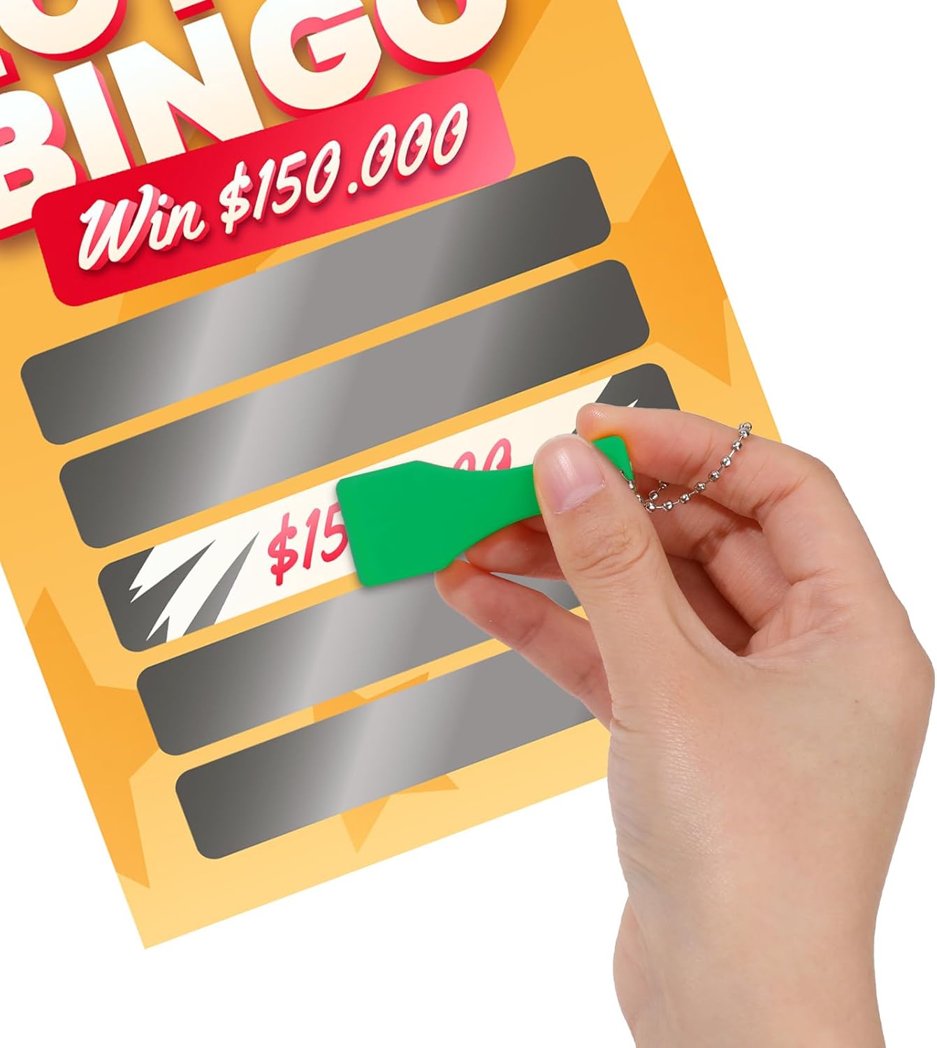 Lotto Scratcher Tool Keychain Set - 10 Pcs Plastic Scrapers for Lottery Tickets, Label Stickers, and More - Green Scoop Shape Keyring Scraper