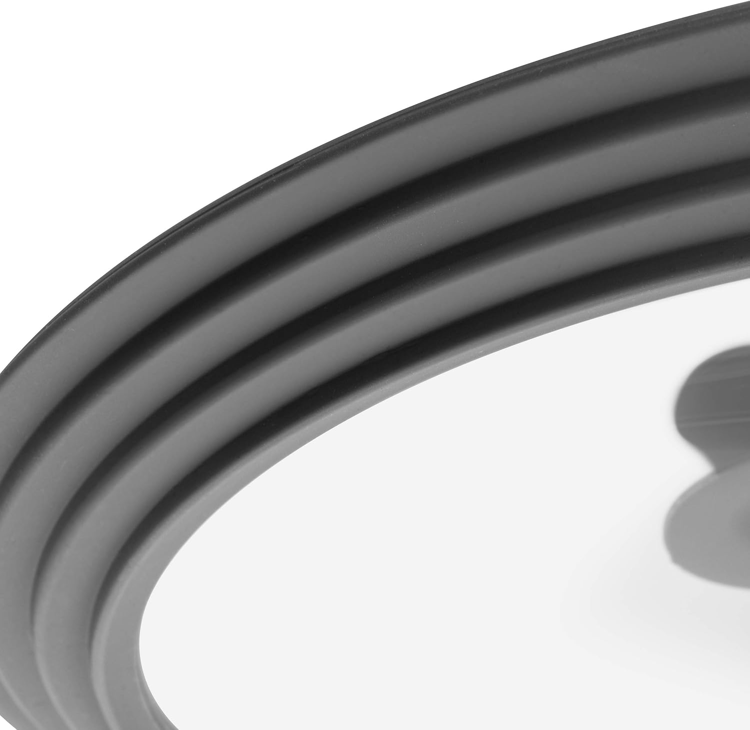 LSR LORESO Universal Silicone Glass Lid Set for Pots, Pans, and Skillets - Pack of Two Grey Lids with Steam Vent and Cool-Touch Handle - Fits Sizes 7-11.5 Inches