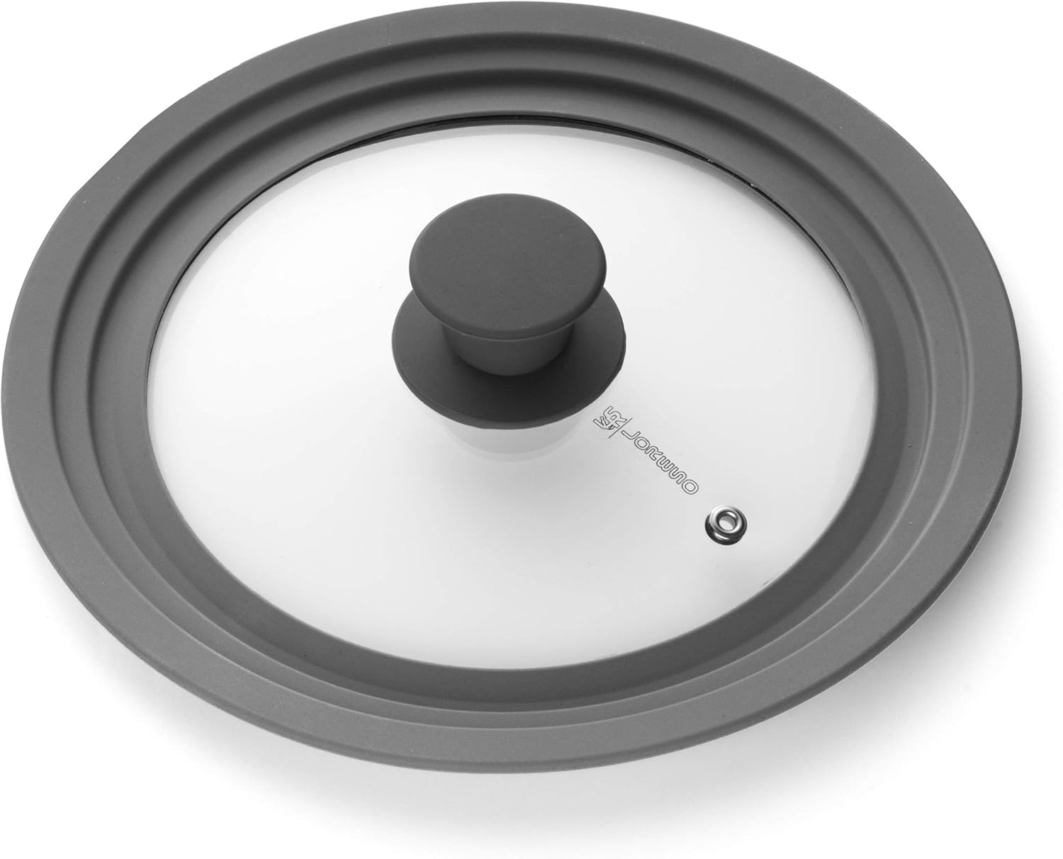 LSR LORESO Universal Silicone Glass Lid Set for Pots, Pans, and Skillets - Pack of Two Grey Lids with Steam Vent and Cool-Touch Handle - Fits Sizes 7-11.5 Inches