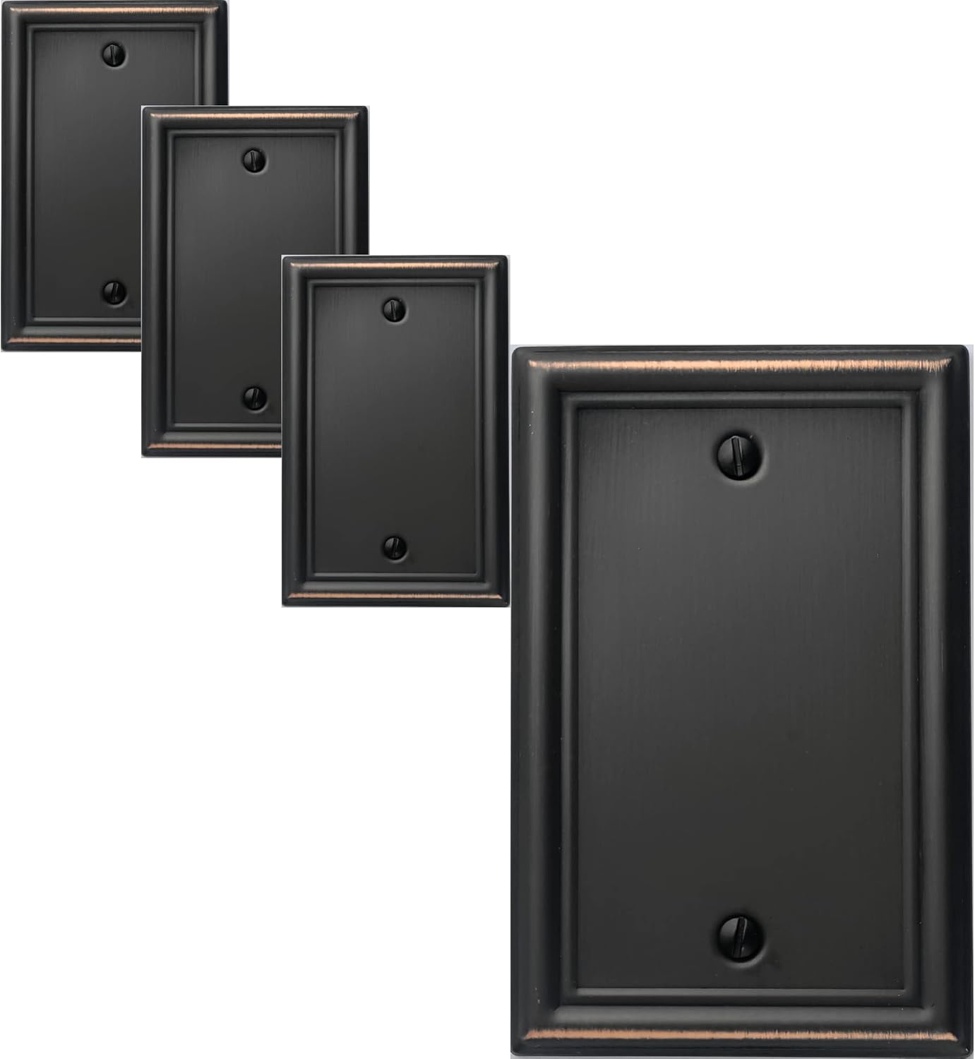 Luca Metal Wall Plate 4-Pack Aged Bronze 1 Gang Light Switch Cover - Durable Decorative Wallplate for Outlet