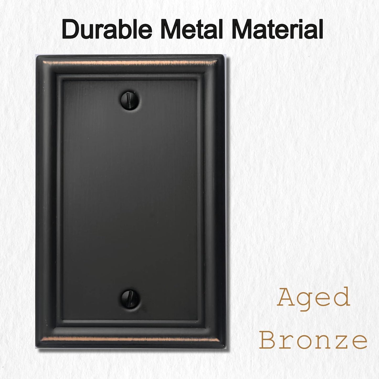 Luca Metal Wall Plate 4-Pack Aged Bronze 1 Gang Light Switch Cover - Durable Decorative Wallplate for Outlet