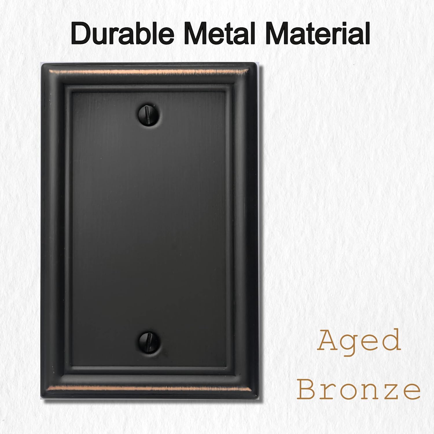 Luca Metal Wall Plate 4-Pack Aged Bronze 1 Gang Light Switch Cover - Durable Decorative Wallplate for Outlet