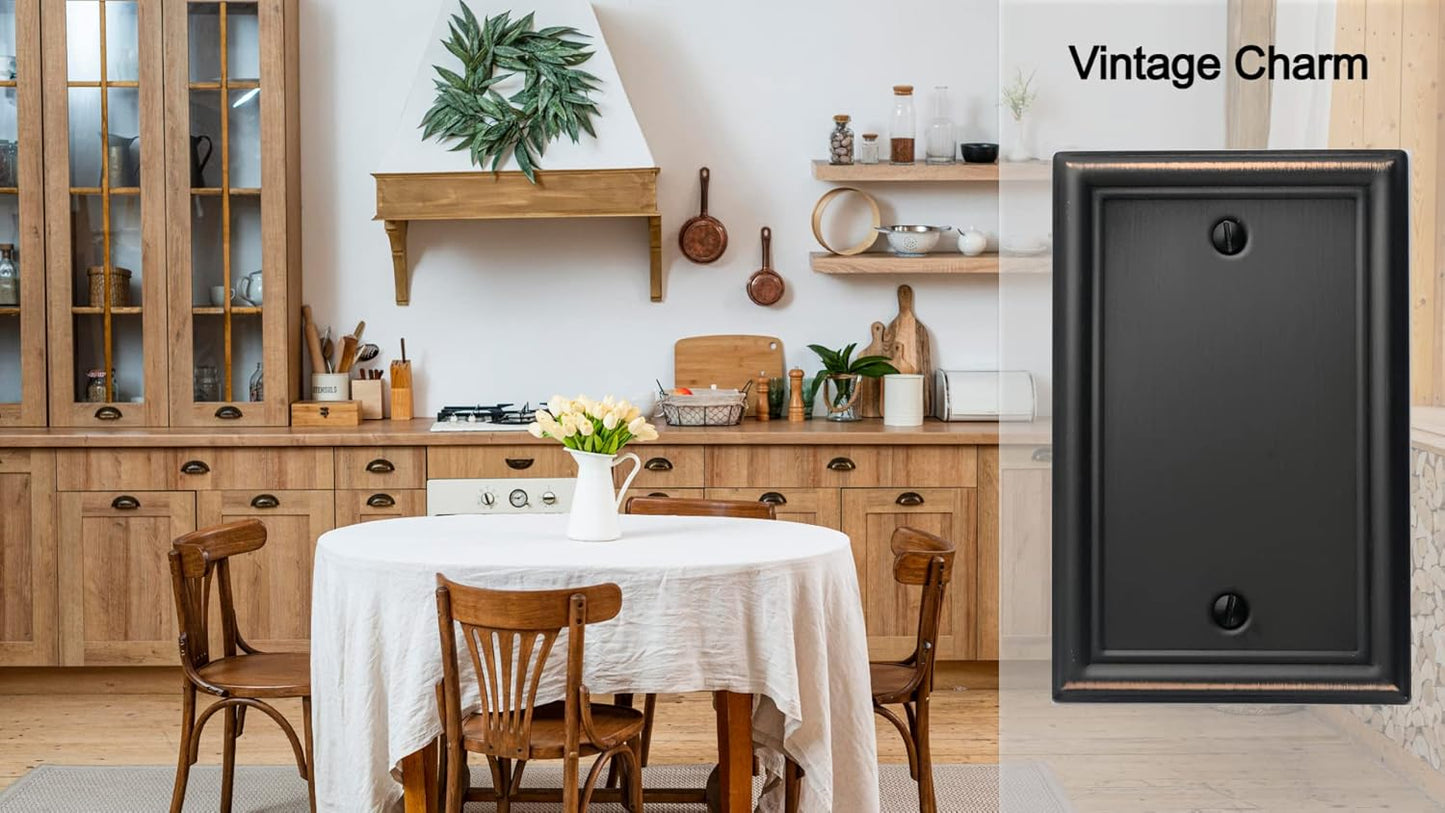 Luca Metal Wall Plate 4-Pack Aged Bronze 1 Gang Light Switch Cover - Durable Decorative Wallplate for Outlet