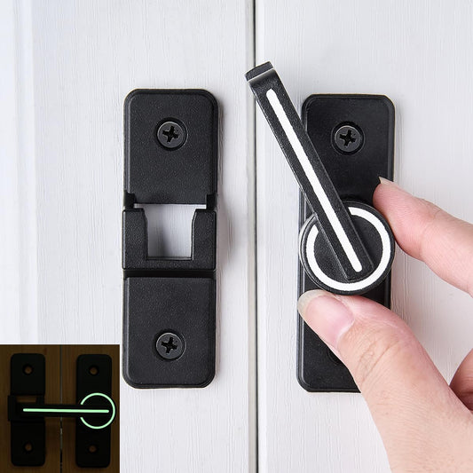 Luminous Black Sliding Barn Door Latch Lock for Cabinets, Bathrooms, Garden Windows, and Garages - Heavy Duty INIRET Barn Door Security Lock