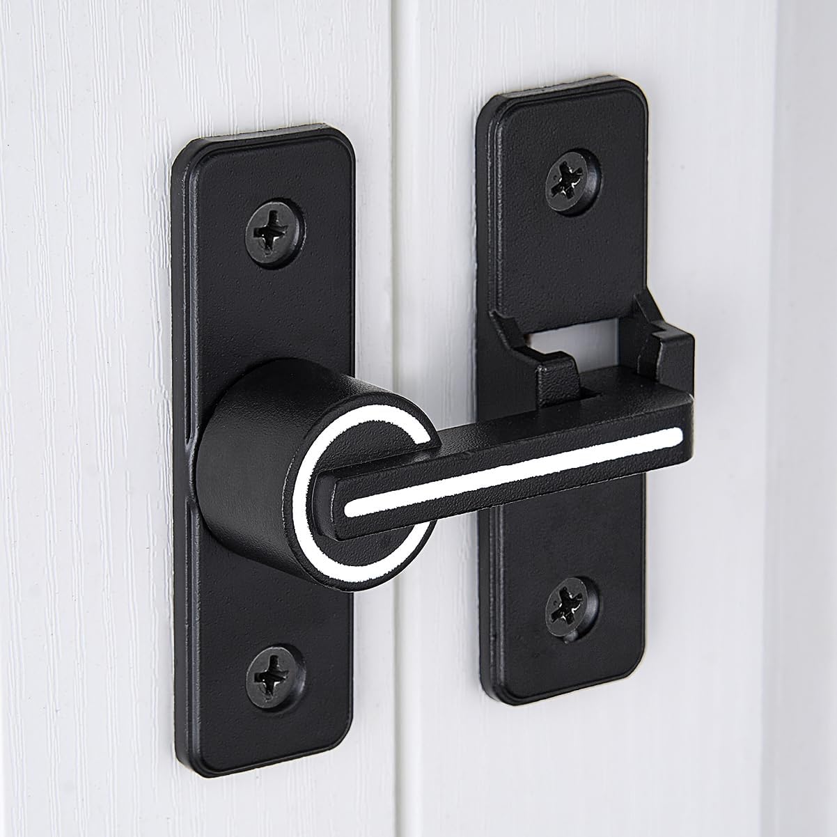 Luminous Black Sliding Barn Door Latch Lock for Cabinets, Bathrooms, Garden Windows, and Garages - Heavy Duty INIRET Barn Door Security Lock