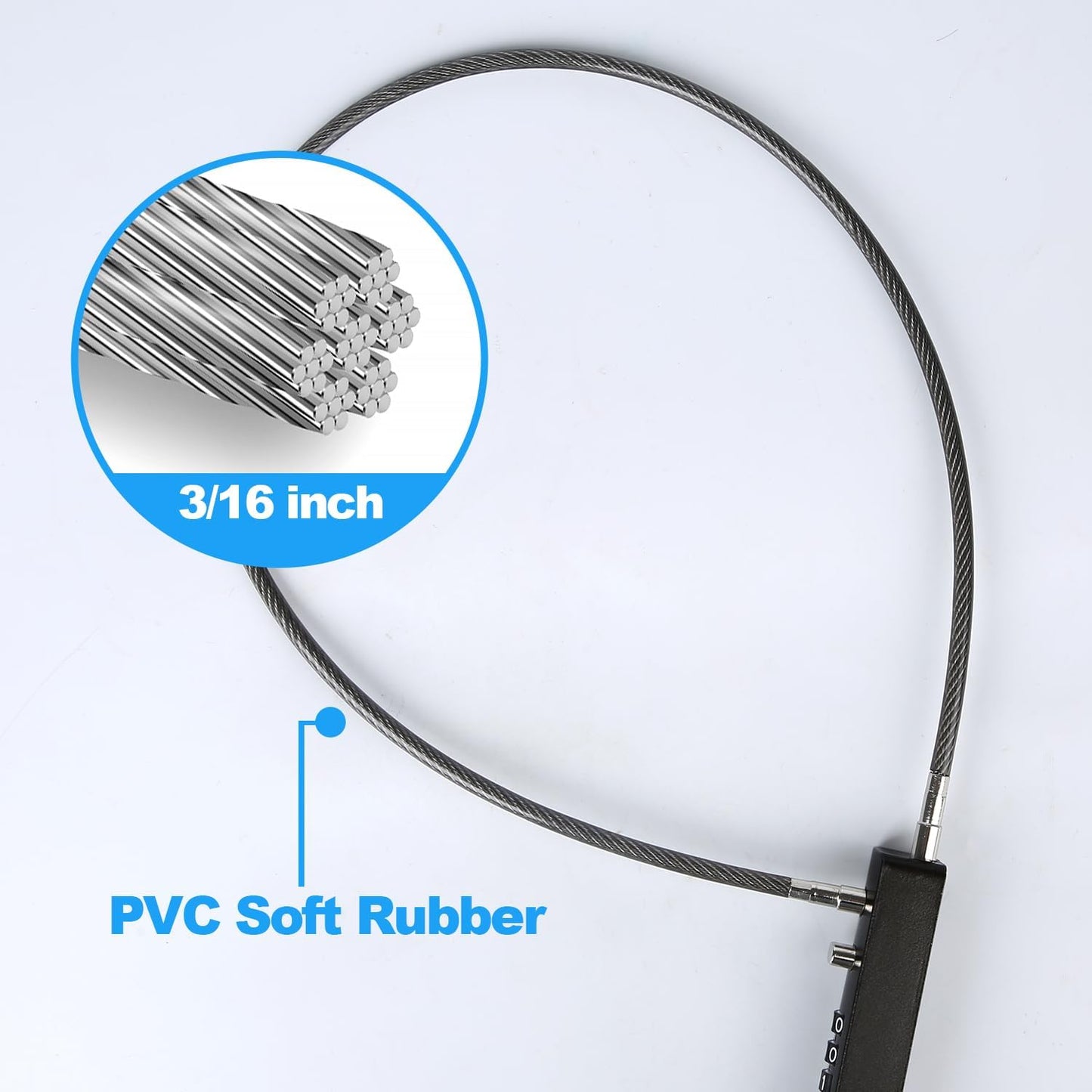 LUTER 4 Digit Combination Cable Lock for Bike Outdoors - Resettable Steel Lock for Gates, Cabinets, & More - 23.6 inch Black Cable Lock