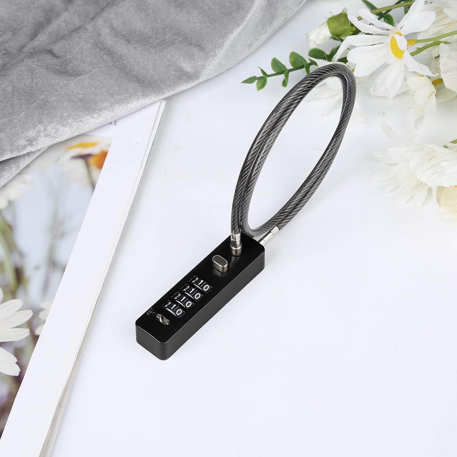 LUTER 4 Digit Combination Cable Lock for Bike Outdoors - Resettable Steel Lock for Gates, Cabinets, & More - 23.6 inch Black Cable Lock