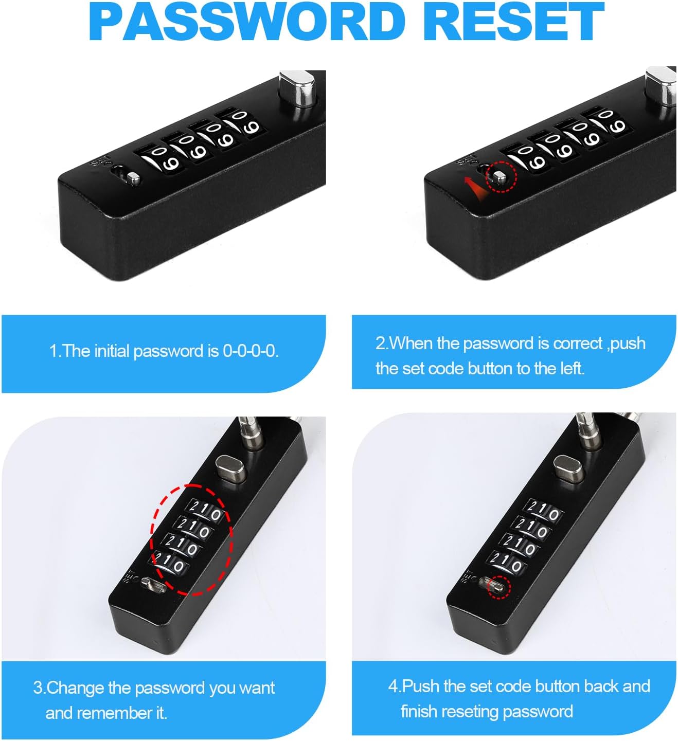 LUTER 4 Digit Combination Cable Lock for Bike Outdoors - Resettable Steel Lock for Gates, Cabinets, & More - 23.6 inch Black Cable Lock