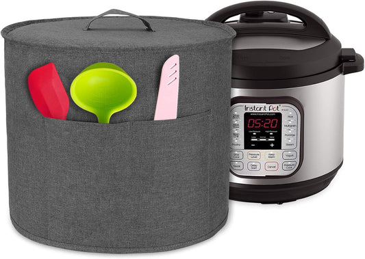 Luxja Gray Dust Cover for 8 Quart Instant Pot with Pockets - Compatible with Extra Accessories