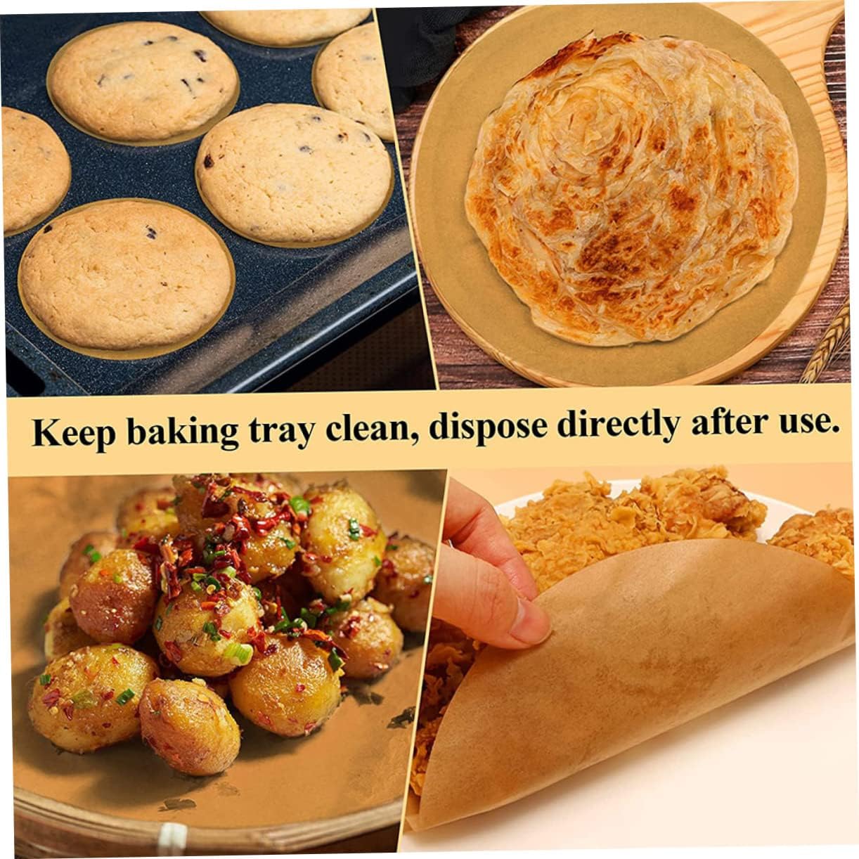 Luxshiny Greaseproof Parchment Cake Base Paper 23CM for Baking, Thickened Mat for Cakes, Muffins, Pastries, and Grilling - Unbleached