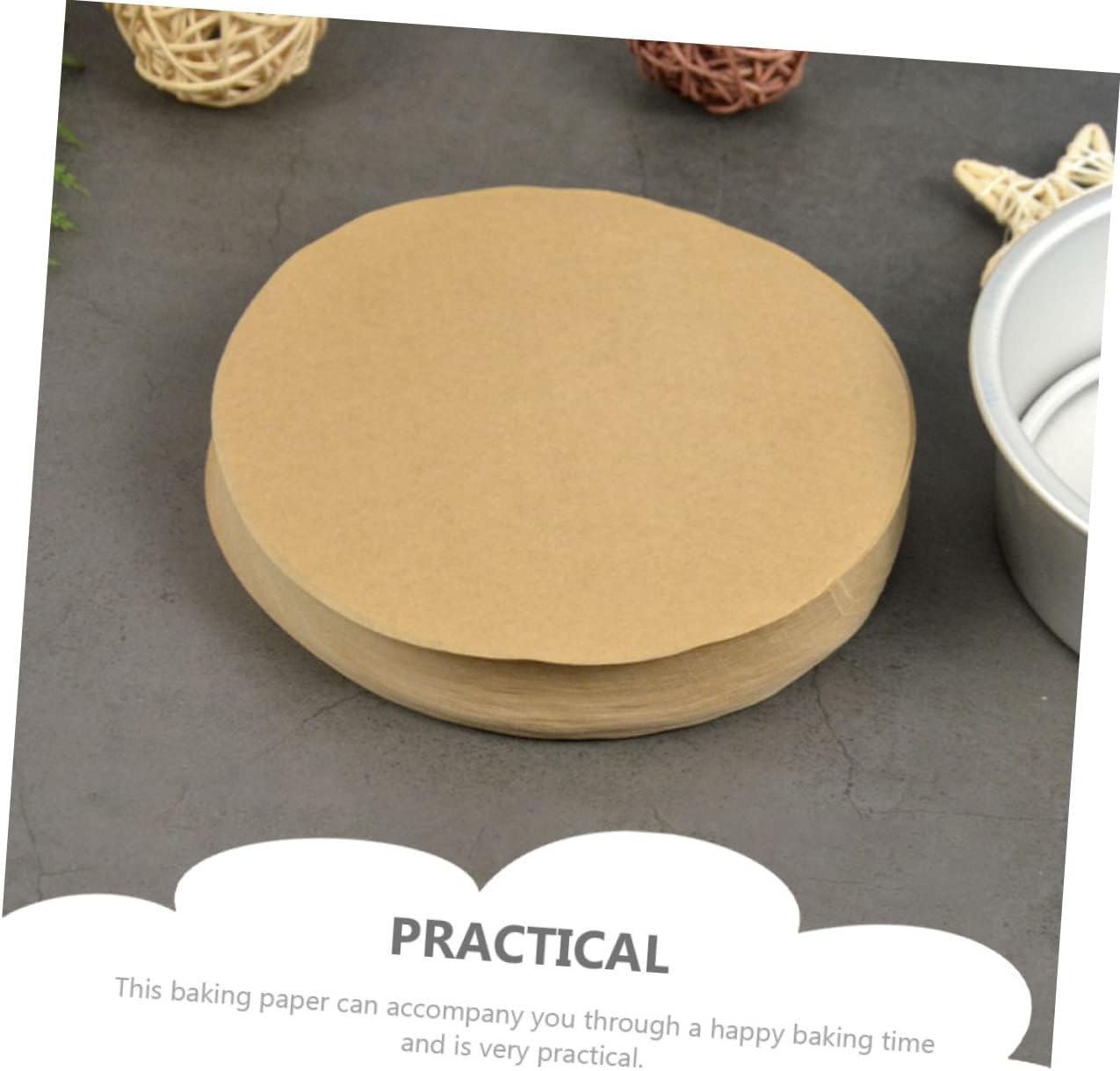 Luxshiny Greaseproof Parchment Cake Base Paper 23CM for Baking, Thickened Mat for Cakes, Muffins, Pastries, and Grilling - Unbleached