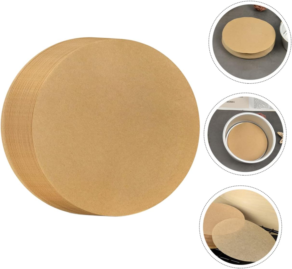 Luxshiny Greaseproof Parchment Cake Base Paper 23CM for Baking, Thickened Mat for Cakes, Muffins, Pastries, and Grilling - Unbleached