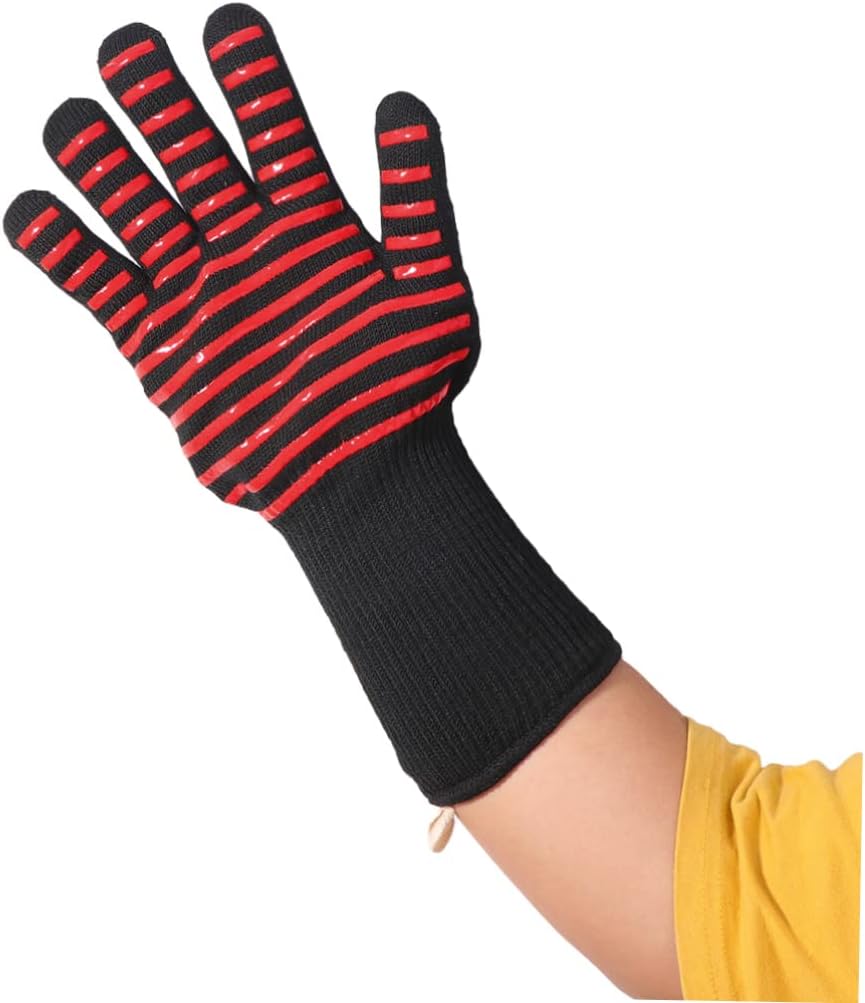 Luxshiny Heat Resistant Microwave Oven Mitt with Fire Preventive Cooking Gloves - Ideal for Baking and Grilling
