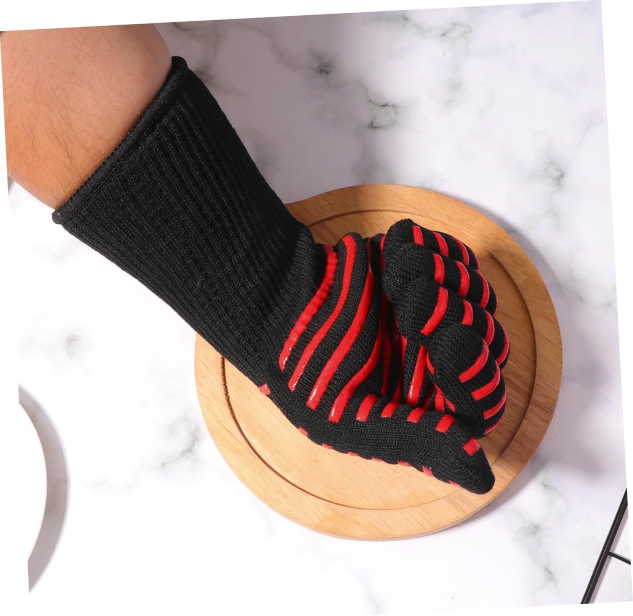 Luxshiny Heat Resistant Microwave Oven Mitt with Fire Preventive Cooking Gloves - Ideal for Baking and Grilling