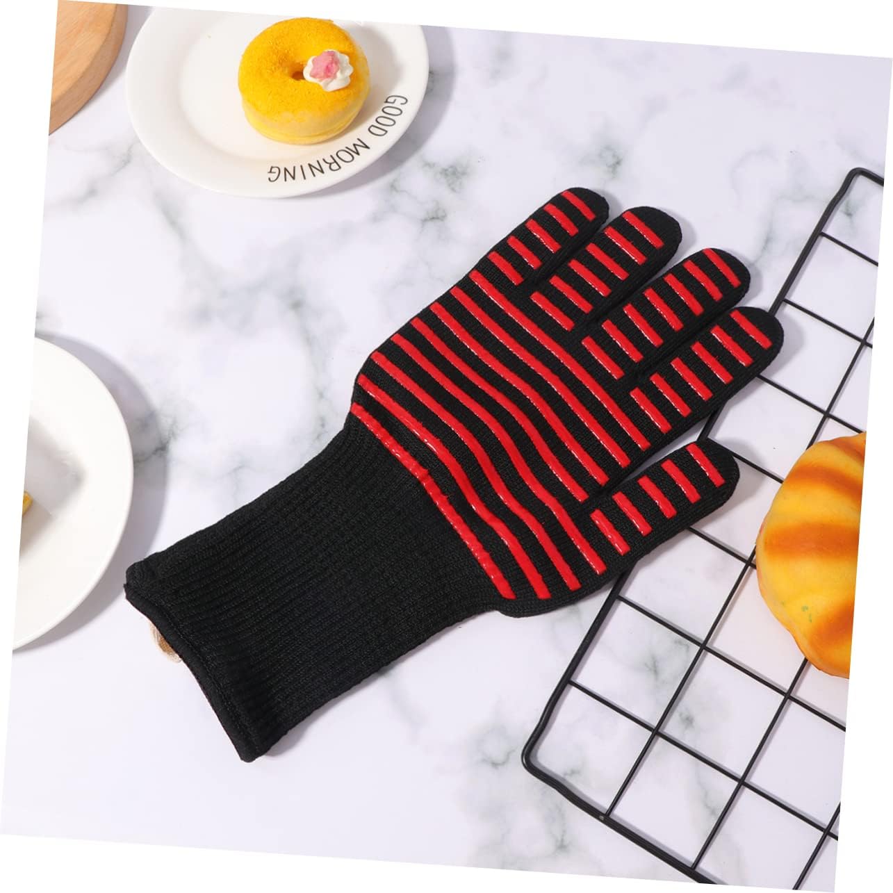 Luxshiny Heat Resistant Microwave Oven Mitt with Fire Preventive Cooking Gloves - Ideal for Baking and Grilling