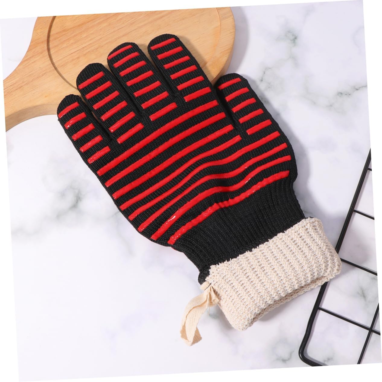 Luxshiny Heat Resistant Microwave Oven Mitt with Fire Preventive Cooking Gloves - Ideal for Baking and Grilling