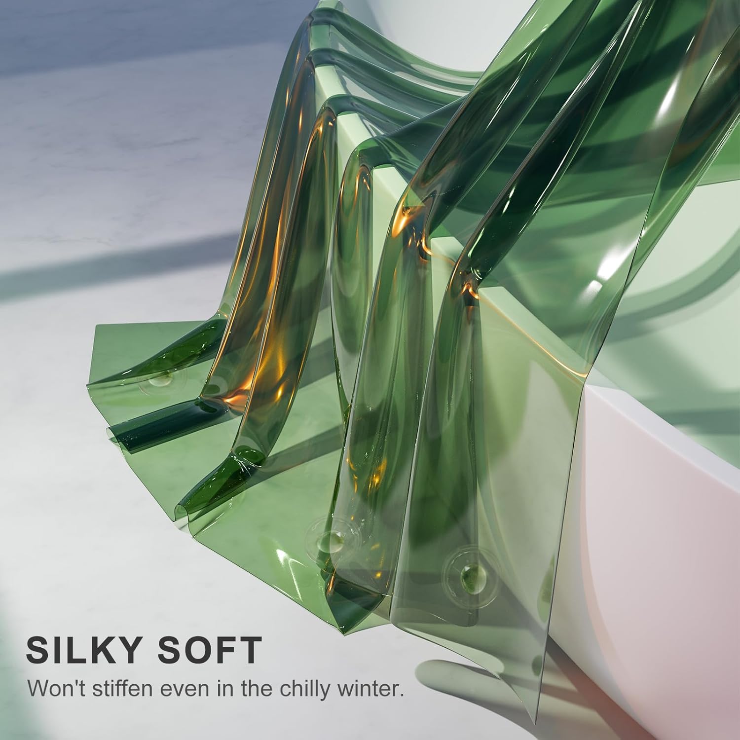 Luxury Heavy Duty EVA Shower Curtain Liner with Rustproof Grommets & Weighted Stones - Clear Green, 72x72