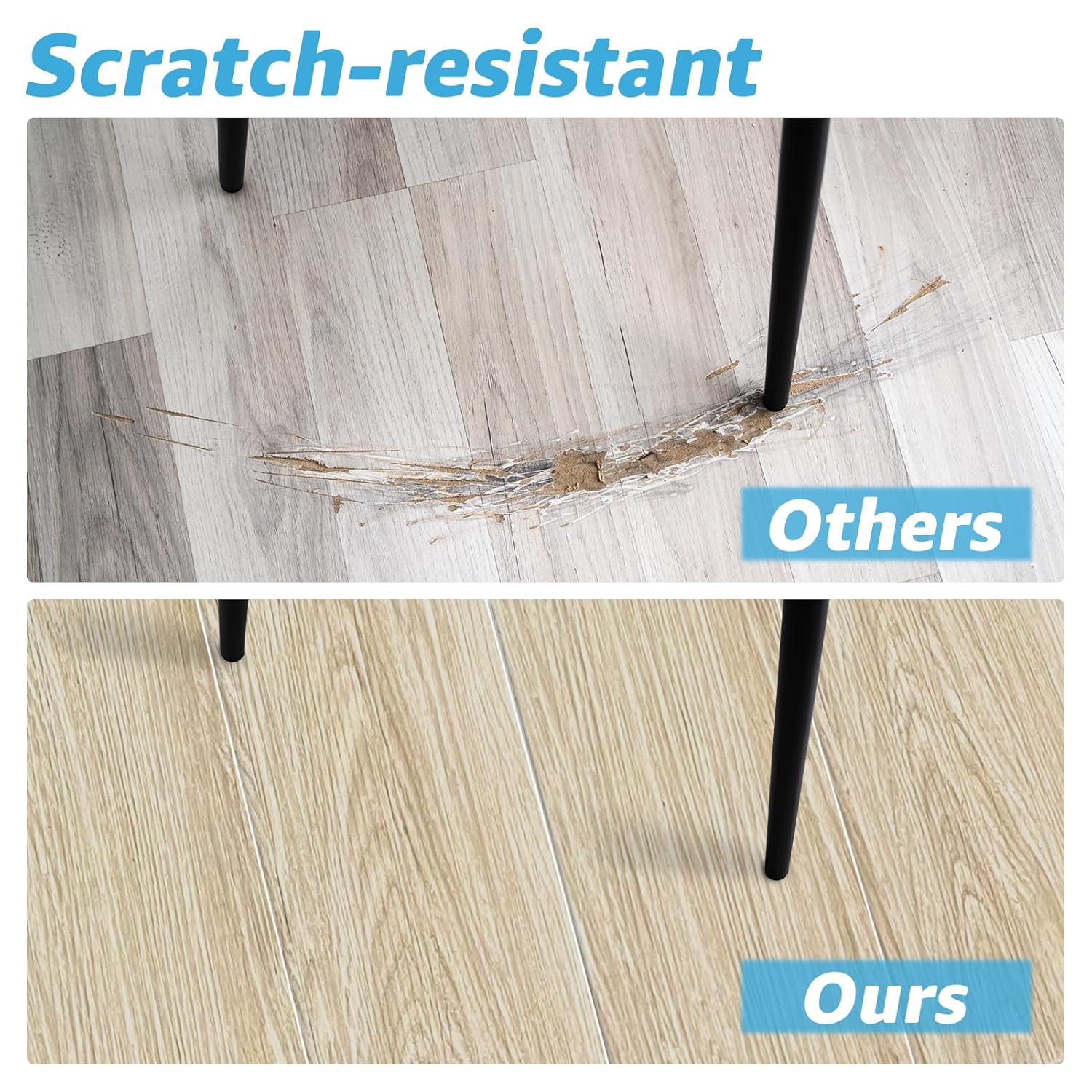 Luxury Vinyl Wood Flooring Plank Tiles for Kitchen and Bathroom - Waterproof, Anti-Slip, Wear-Resistant - 18-Pack, 27 Sq. Ft Coverage