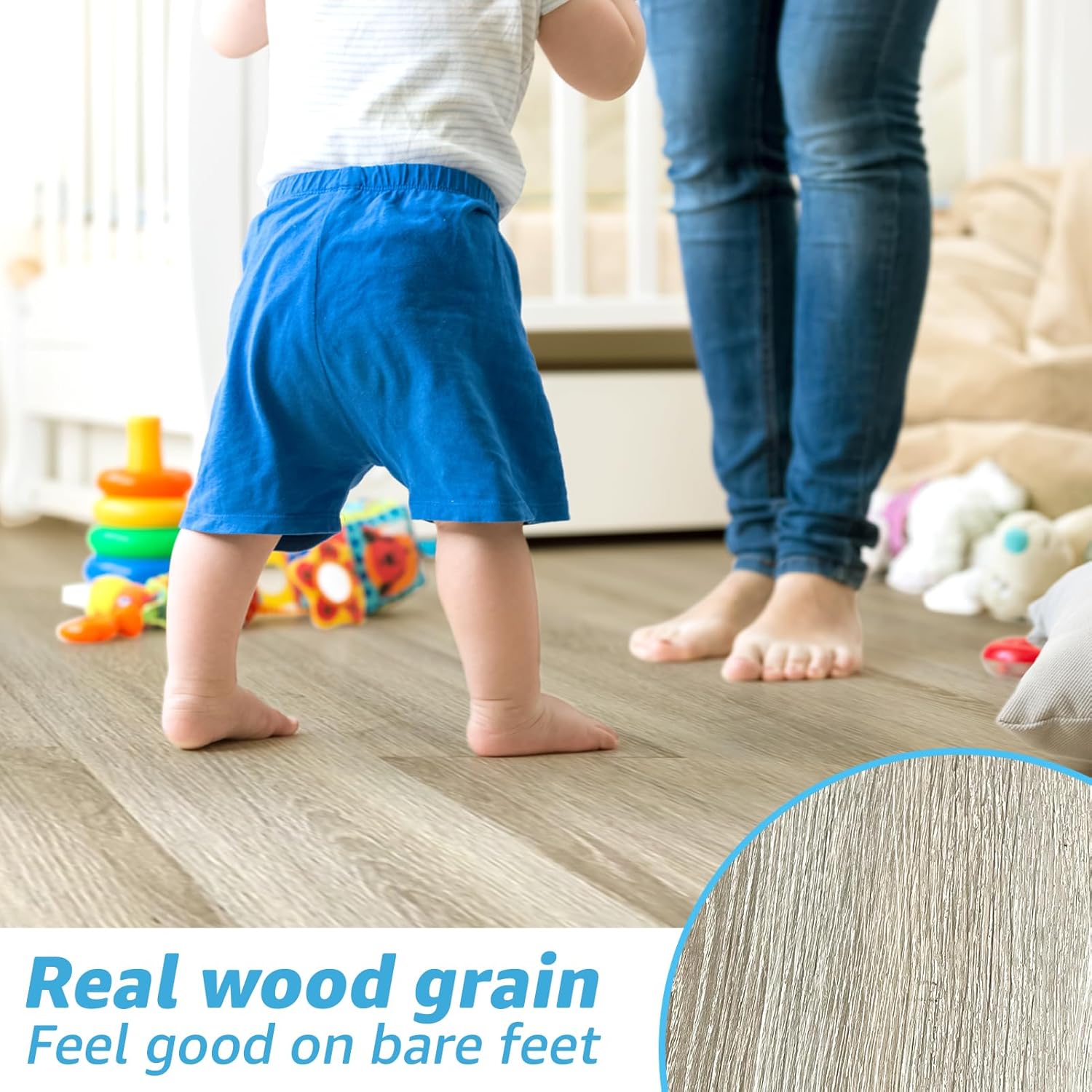 Luxury Vinyl Wood Flooring Plank Tiles for Kitchen and Bathroom - Waterproof, Anti-Slip, Wear-Resistant - 18-Pack, 27 Sq. Ft Coverage