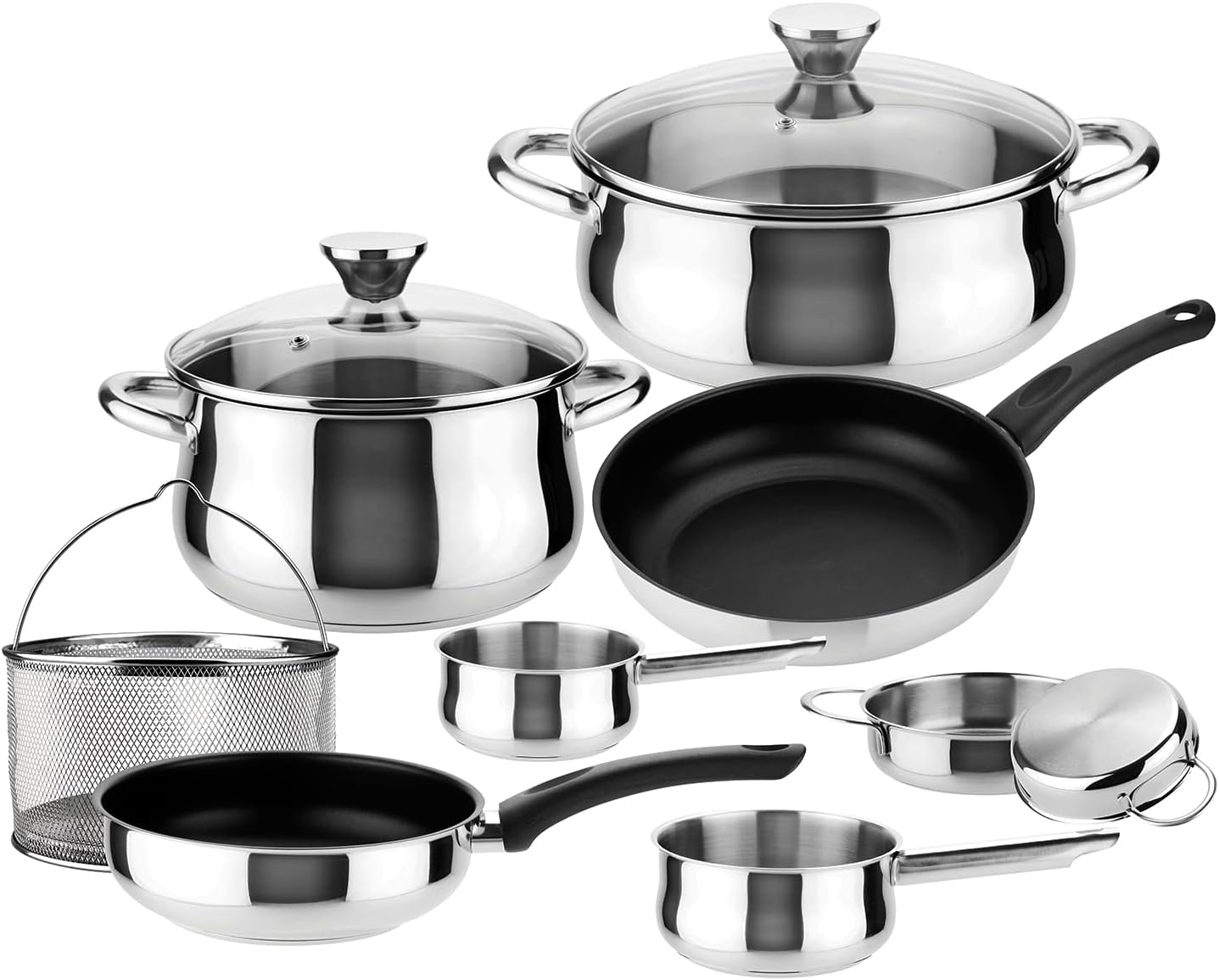 MAGEFESA IDEAL Stainless Steel Cookware Set - 11 Pieces for All Stovetops, Induction Ready & Dishwasher Safe