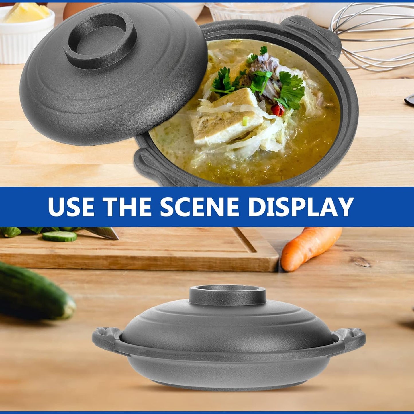 MAGICLULU 1pc Multi-Functional Aluminum Alloy Cooking Pot with Lid - Ideal for Baking, Steaming, Frying, and Simmering