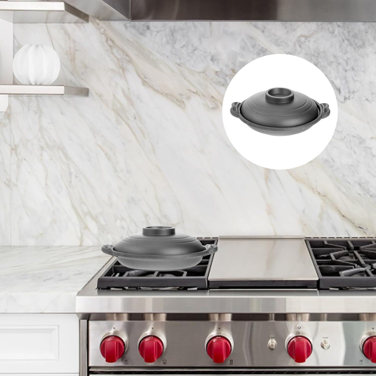 MAGICLULU 1pc Multi-Functional Aluminum Alloy Cooking Pot with Lid - Ideal for Baking, Steaming, Frying, and Simmering