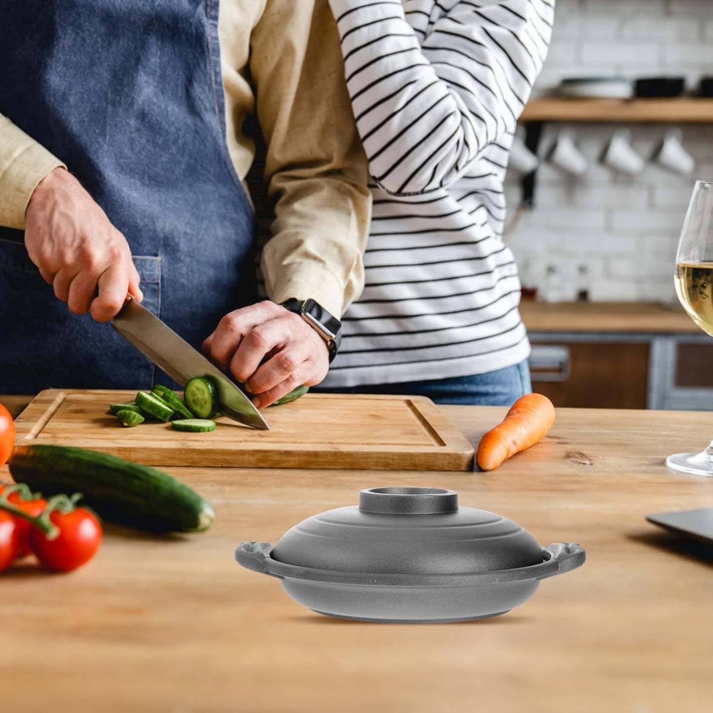 MAGICLULU 1pc Multi-Functional Aluminum Alloy Cooking Pot with Lid - Ideal for Baking, Steaming, Frying, and Simmering