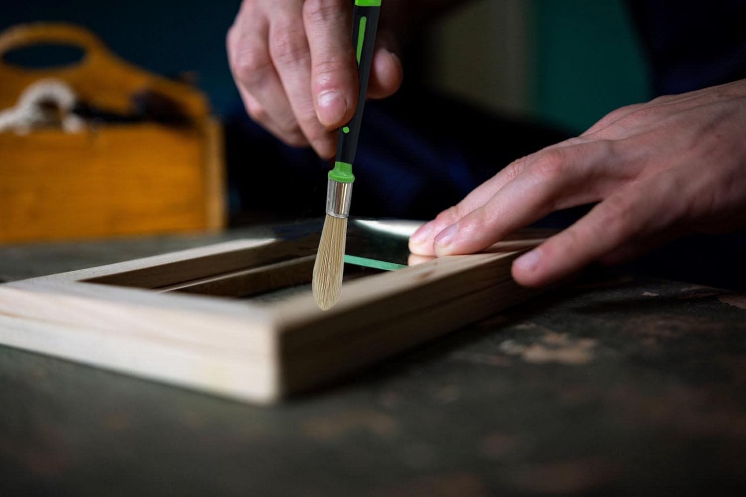 Magimate Small Paint Brush for Touch Ups, Trim Stain Brush - Perfect for Sash, Baseboards, Corners, and Art - 0.6-inch Size