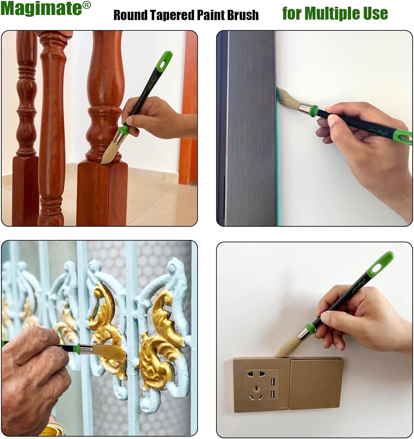 Magimate Small Paint Brush for Touch Ups, Trim Stain Brush - Perfect for Sash, Baseboards, Corners, and Art - 0.6-inch Size