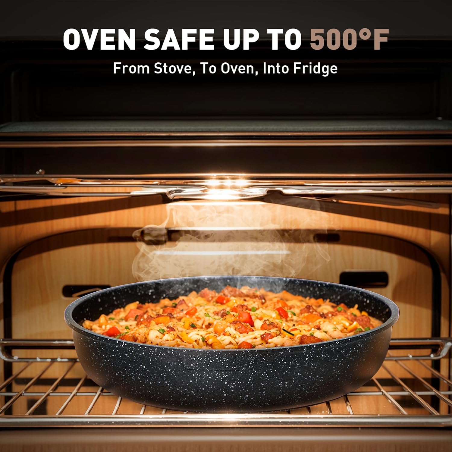 MAISON ARTS 12-Piece Non-Stick Cookware Set with 10-Piece Detachable Handle Black Pots and Pans