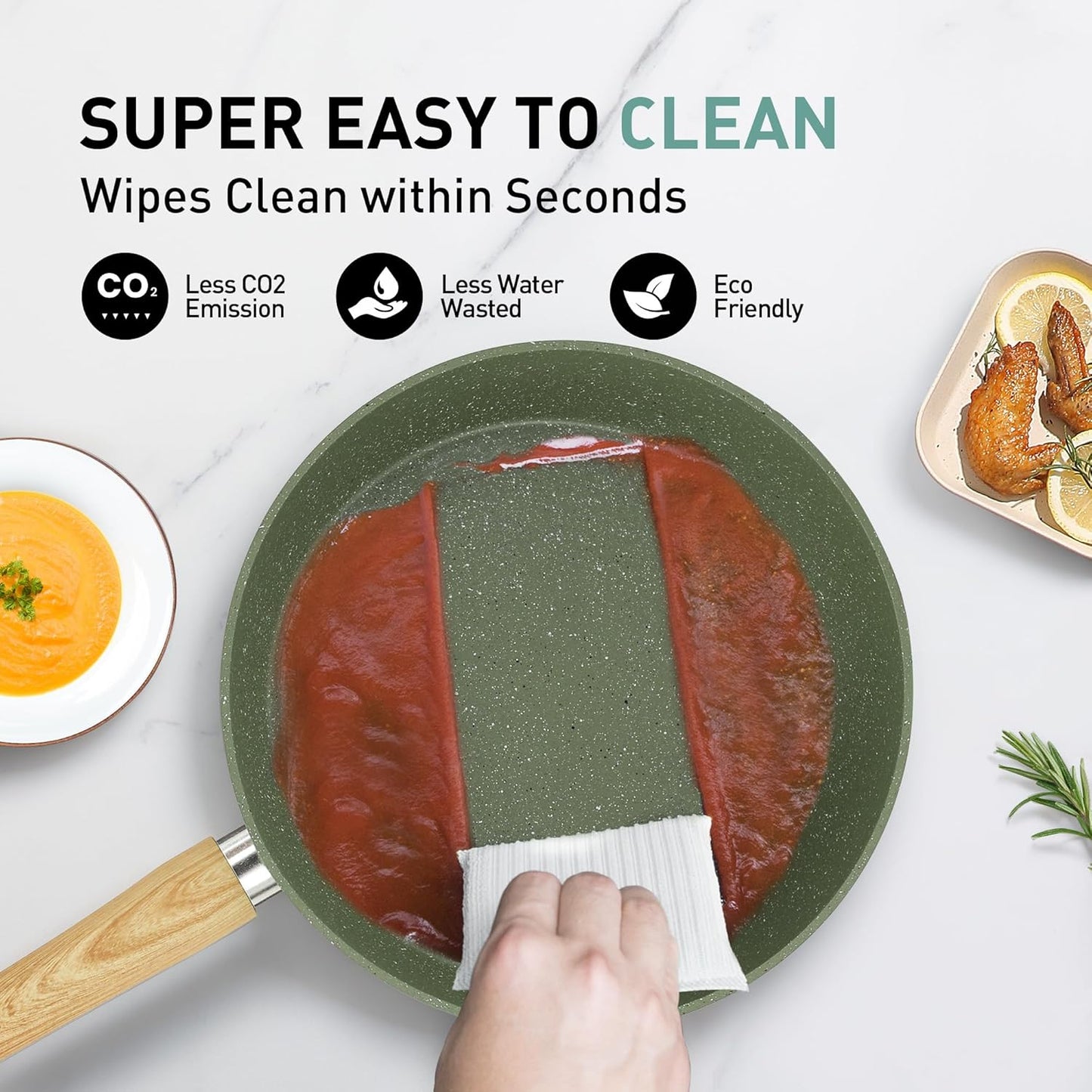 MAISON ARTS 12-Piece Non-Stick Cookware Set with 10-Piece Detachable Handle Black Pots and Pans