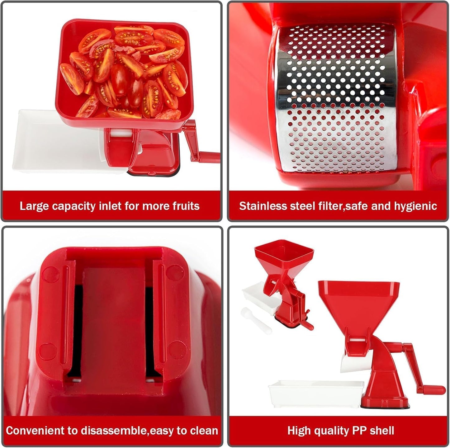Manual Tomato Juicer Sauce Maker for Canning - Wusdayer Tomato Strainer & Food Mill