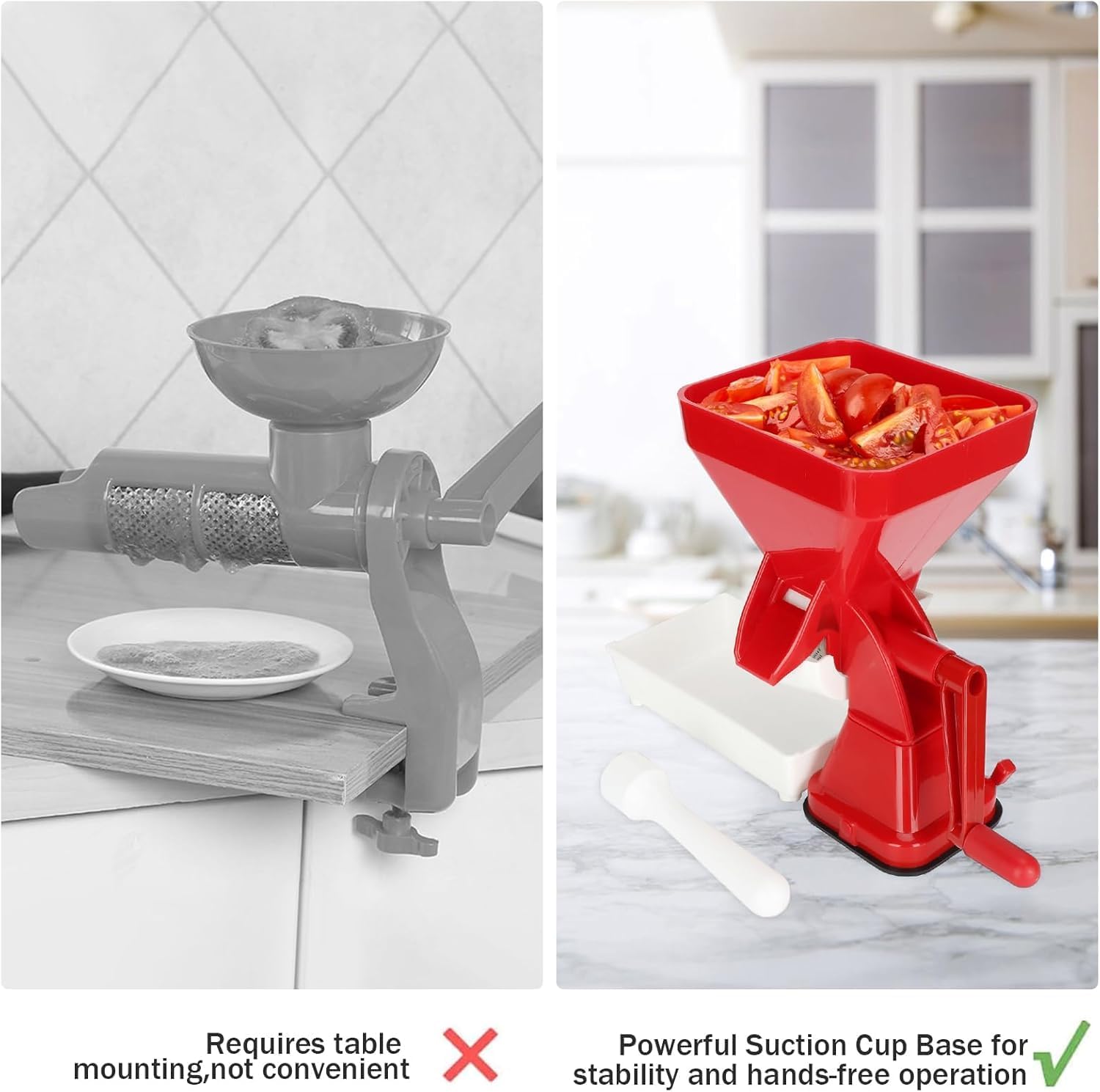 Manual Tomato Juicer Sauce Maker for Canning - Wusdayer Tomato Strainer & Food Mill
