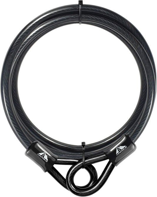 MARQUE 3/8 Inch Thick Vinyl Coated Steel Cable with Loop Ends - Ideal for U-Lock, Padlock, and Disc Locks - 7 Foot Length