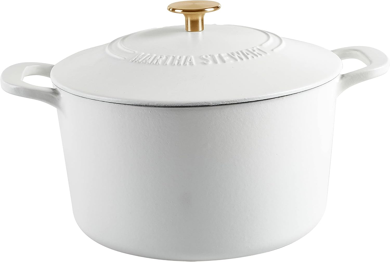 Martha Stewart Gatwick 7 Quart Enamel Cast Iron Dutch Oven in Matte White