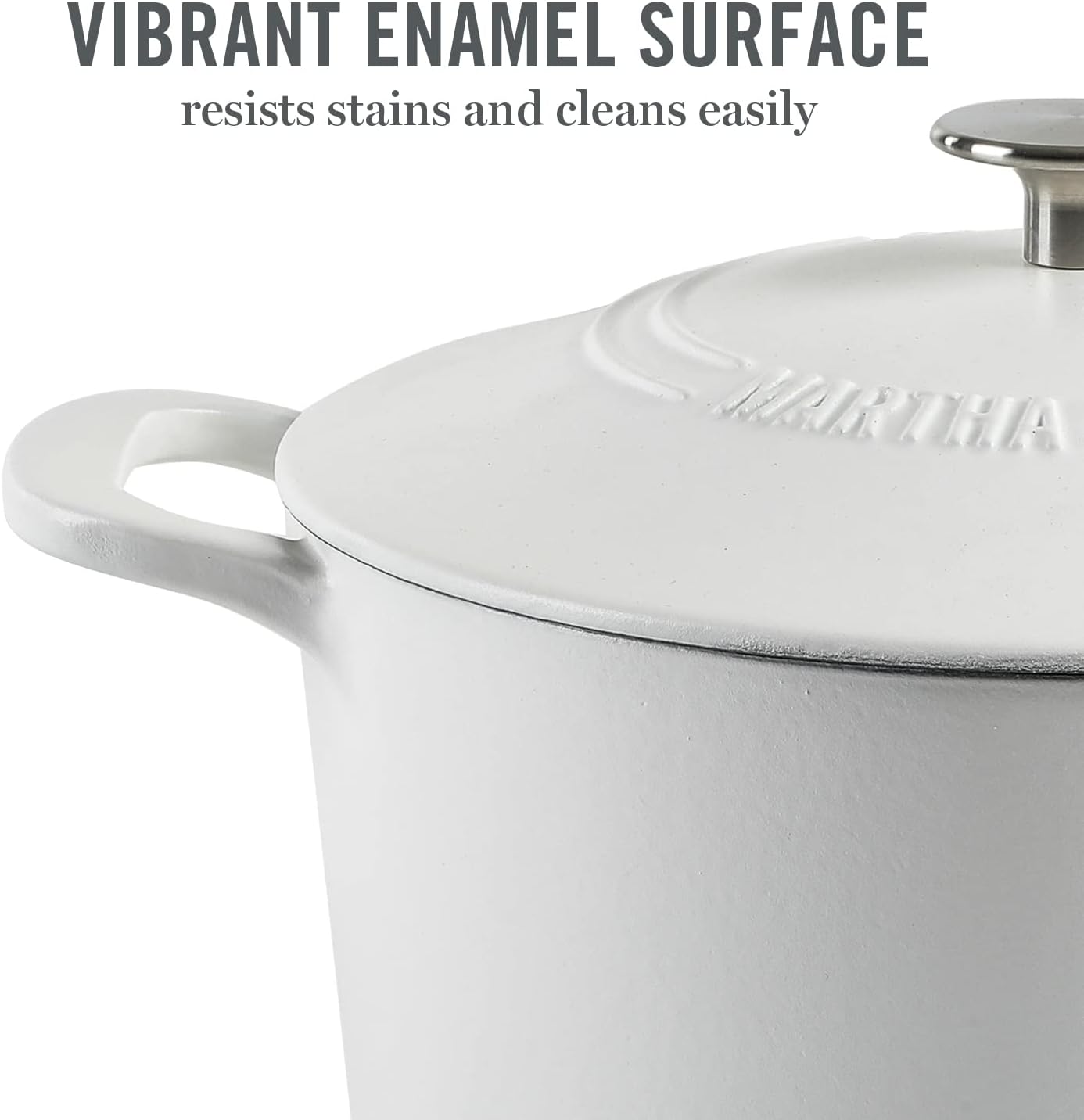 Martha Stewart Gatwick 7 Quart Enamel Cast Iron Dutch Oven in Matte White