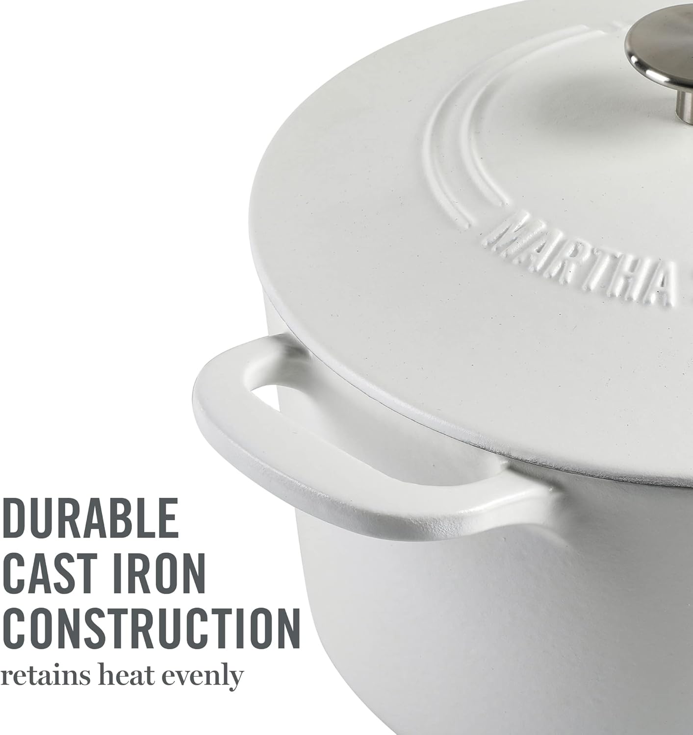 Martha Stewart Gatwick 7 Quart Enamel Cast Iron Dutch Oven in Matte White