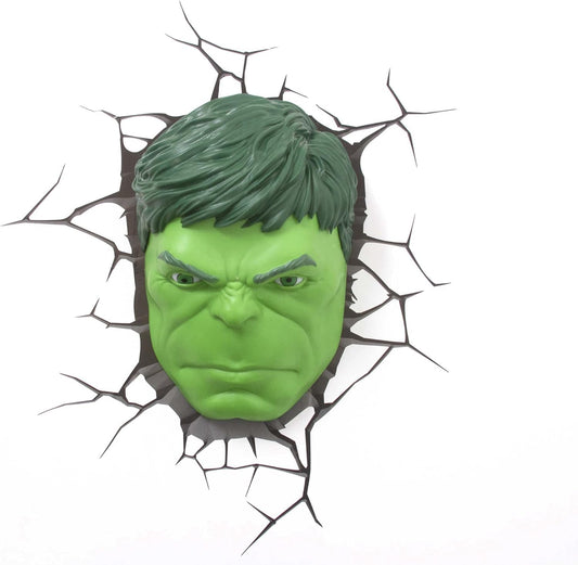 Marvel Avengers Hulk Face 3D Deco Light by 3D Light FX - LED Wall Art for Kids Bedrooms & Playrooms