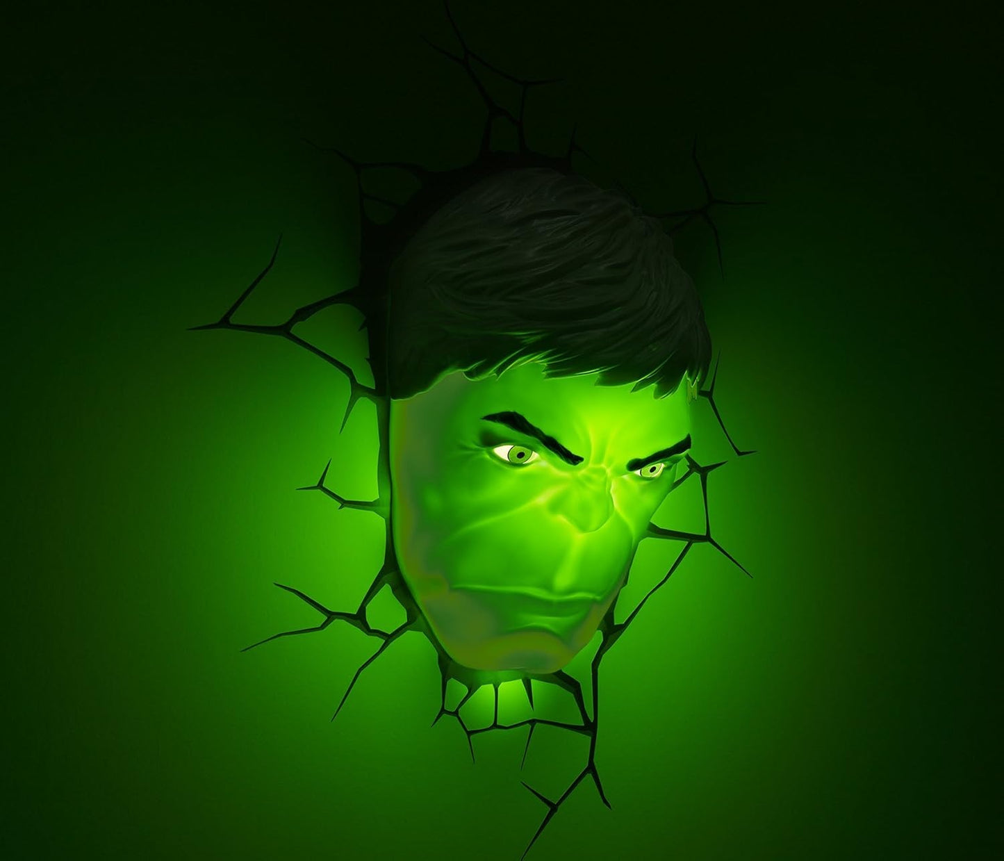 Marvel Avengers Hulk Face 3D Deco Light by 3D Light FX - LED Wall Art for Kids Bedrooms & Playrooms
