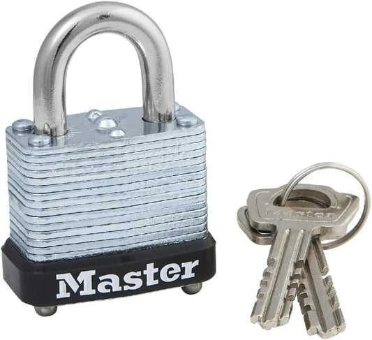 Master Lock 105D Wide Warded Padlock - 1-1/8-inch Steel - Silver Finish - Heavy Duty Security Lock - WildKart
