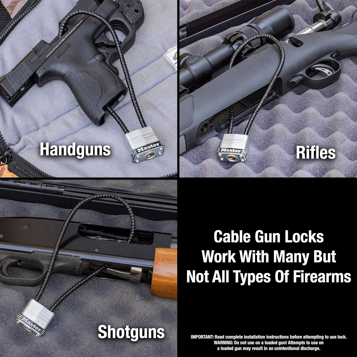 Master Lock 107DSPT Keyed Gun Lock Padlock with 14" Cable - Steel, 1-1/8" Wide - WildKart